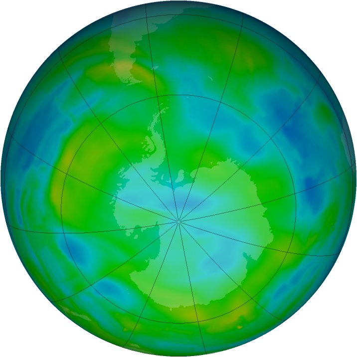 Antarctic ozone map for 02 June 2010